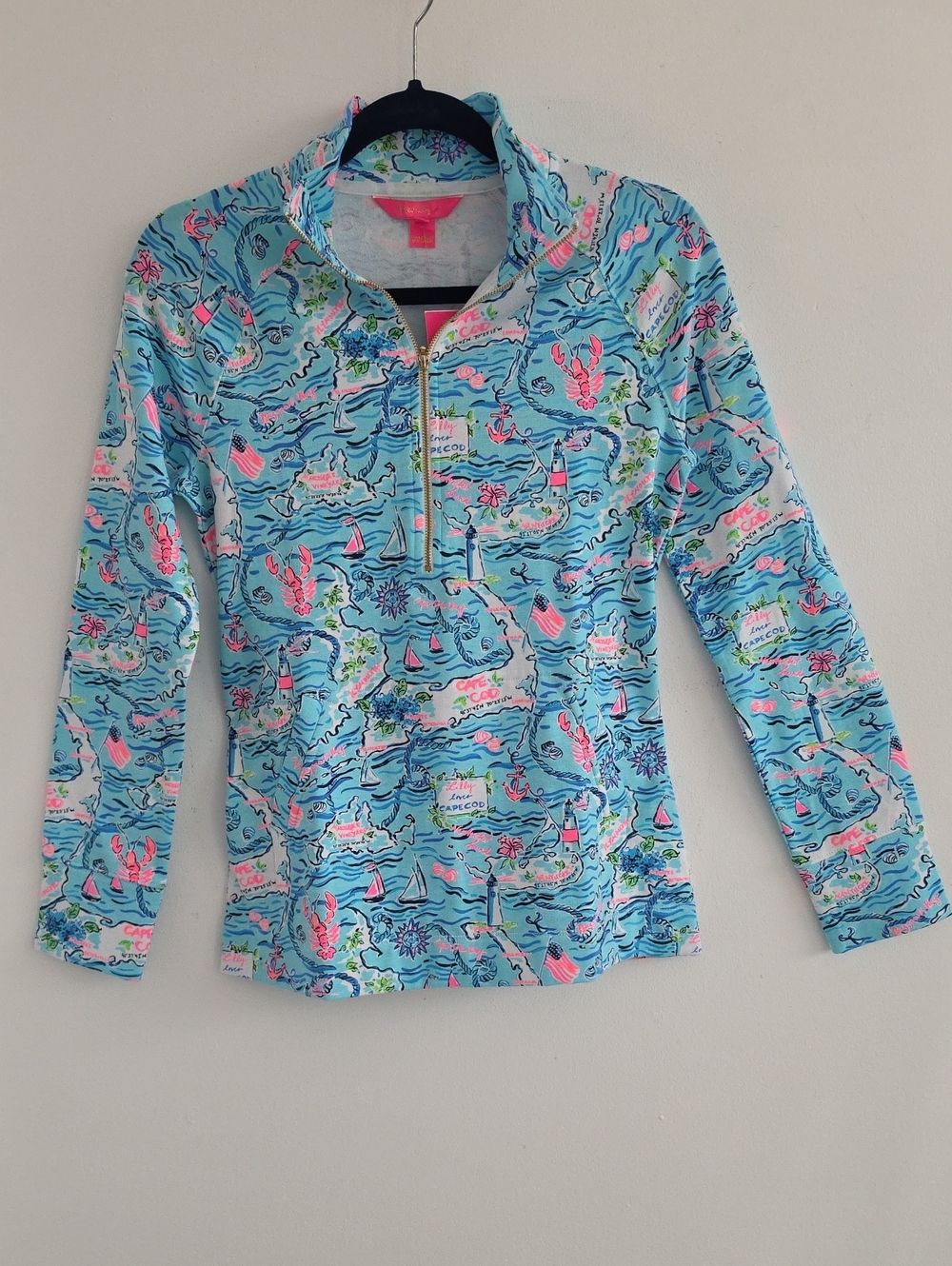 Lilly Pulitzer Girls' Light Blue Tropical Print Rash Guard